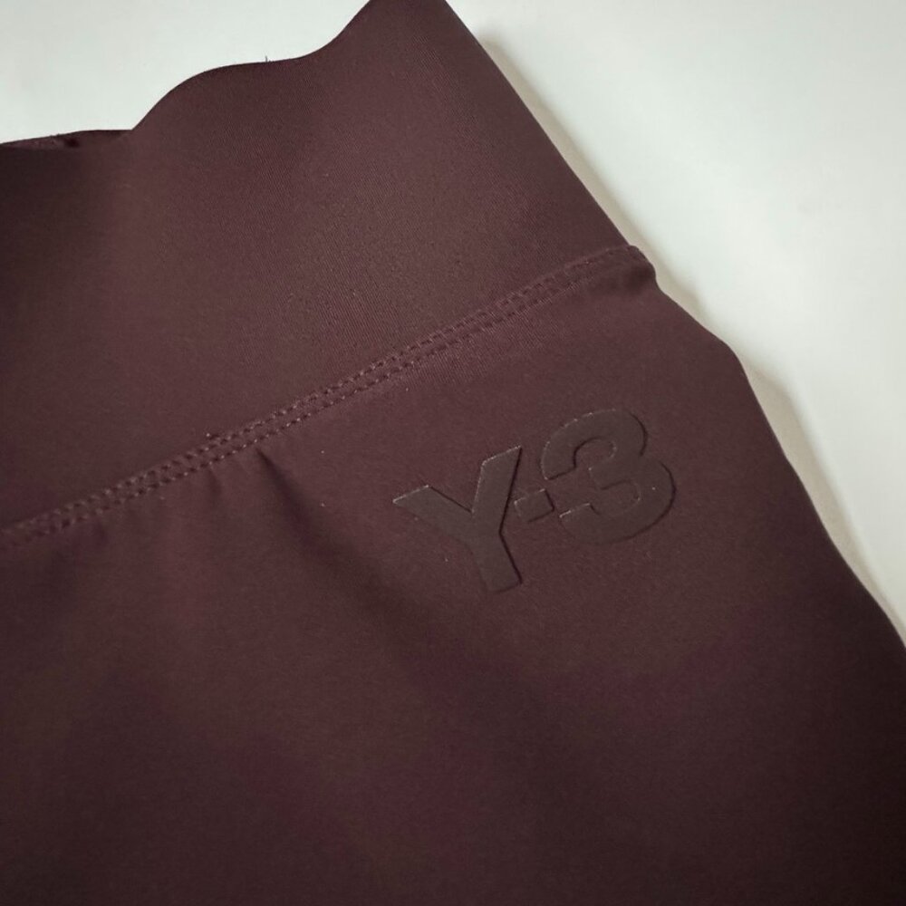Y-3 Womens M Full Length Leggings Adidas Burgundy Wine Yohji Yamamoto Athletic - Picture 3 of 9